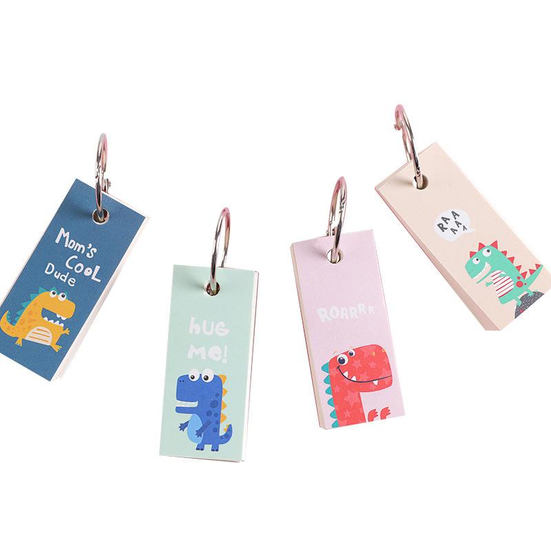 1/4Pcs Rainbow Dinosaur Pads Cartoon Loose Leaf Planner Pocket Iron Ring Notepad Student Mini Schedule Word Book
