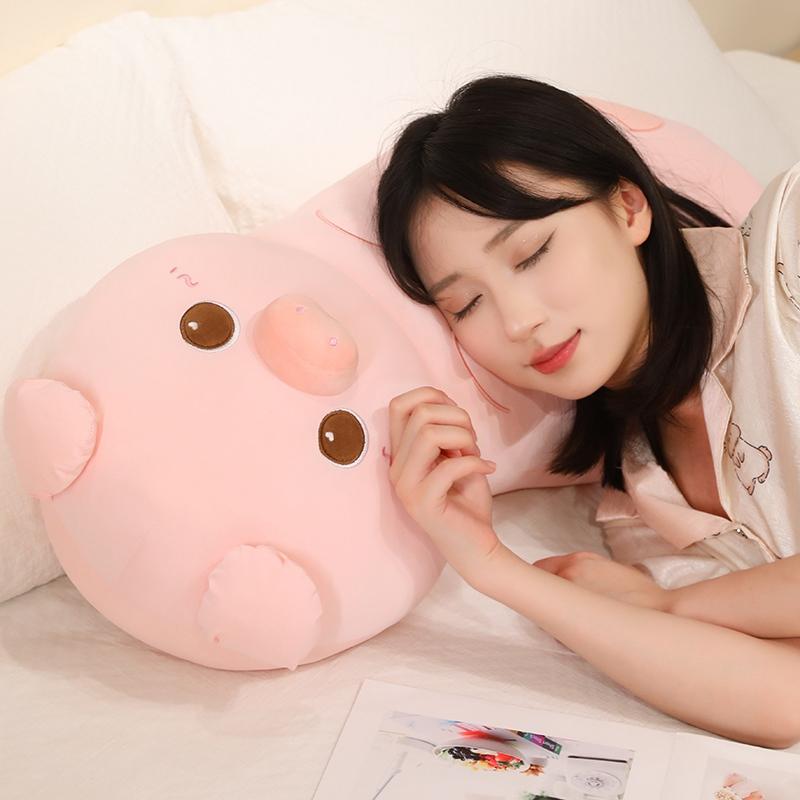 Ice Silk Cartoon Animal Plush Pillow Stuffed Yellow Duck Pink Pig Blue Elephant Long Bolster Plushie Sleeping Companion Gift