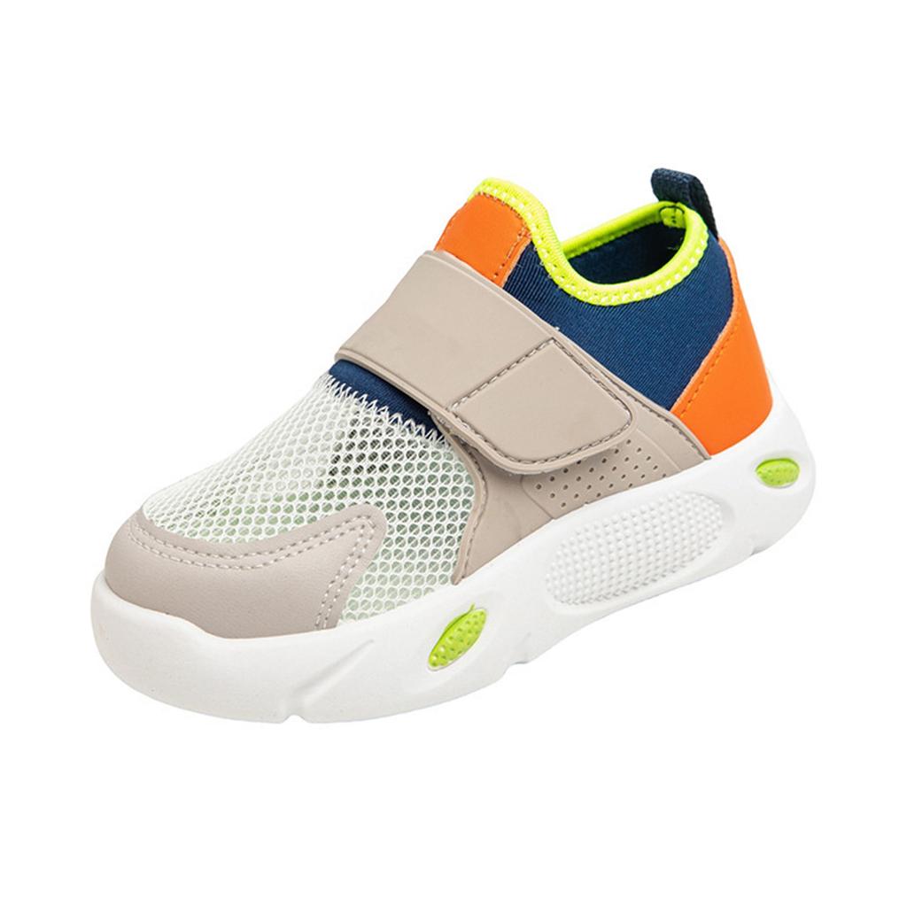 Breathable Kids Sneakers Lightweight Mesh Upper Adjustable Strap Slip Resistant Sole Casual Athletic Shoes for Children