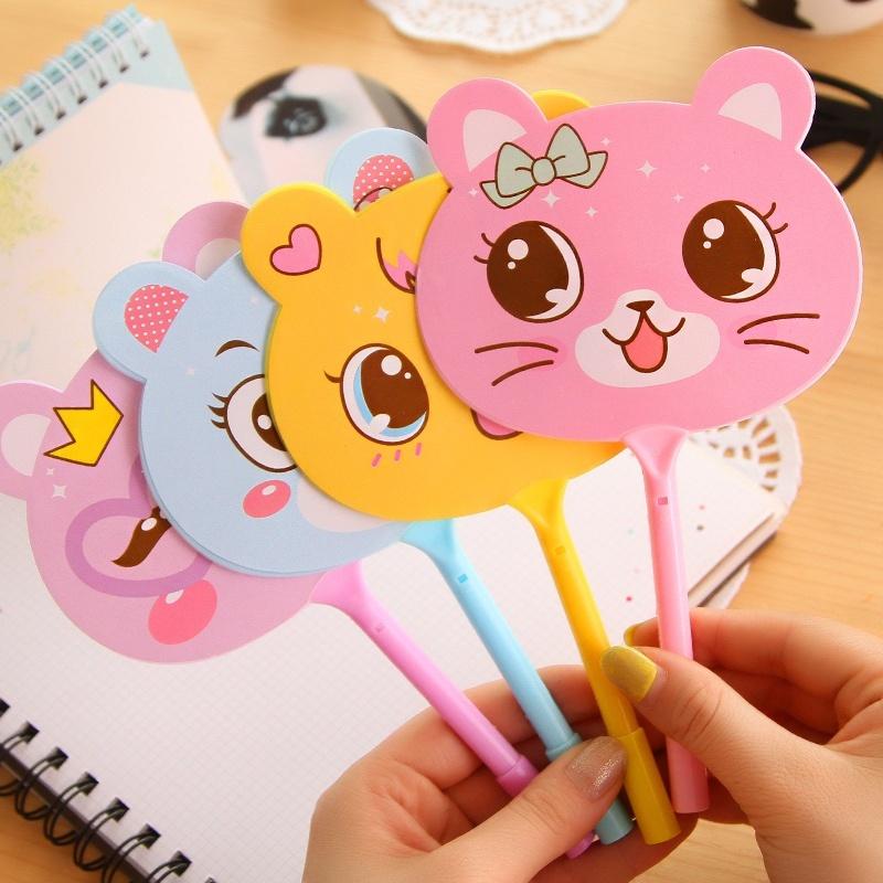 5PCS Cute Animal Fans Shape Ball Point Pen Ballpen Kids Students Prize Present School Supplies