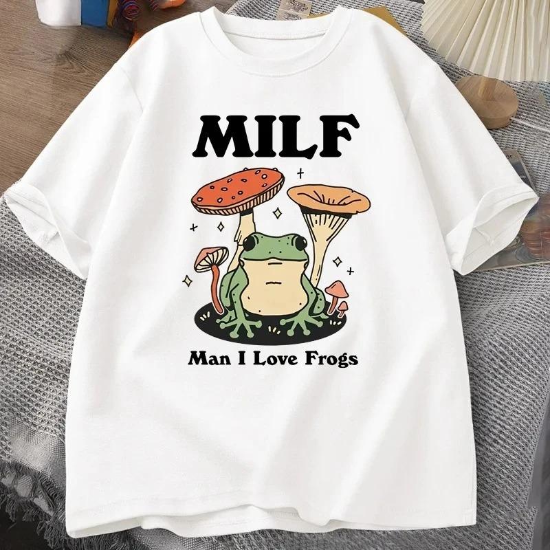 Retro Frog Womens Tshirt Summer Breathable Comfortable Short Tshirt for Women Cute Fashion Versatile Street Tshirt  tops