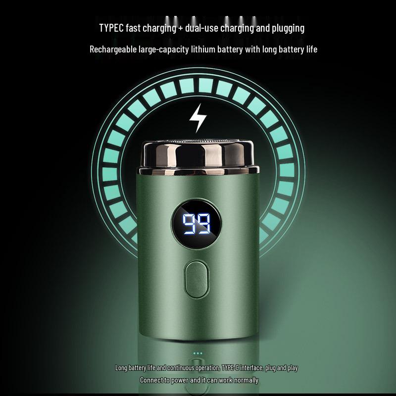 Rechargeable Portable Mini Shaver with LED Display - Steel Cannon Beard Trimmer