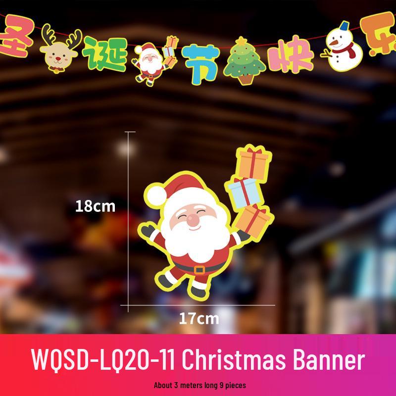 24 Christmas Cartoon Store Paper Bunting Flags for Festive Atmosphere