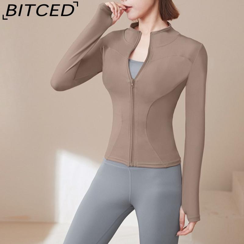 BITCED Summer Sun Protection Quick-Dry Sports Jacket Stand-Up Collar Stretch Slim-Fit Running & Fitness Top