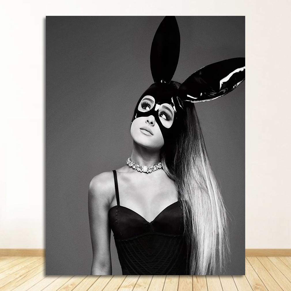 Black and White Wall Art Canvas Print Painting Decoration Picture Wallpaper Living Room Decor Ariana Grande Music Singer Poster
