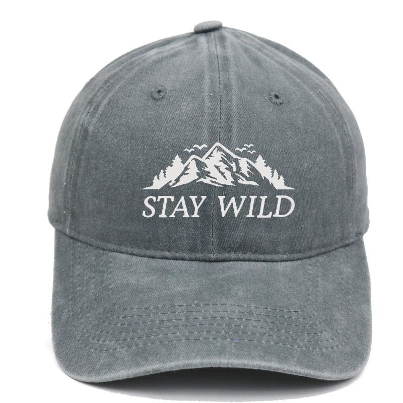 Stay Wild Mountain Embroidered Baseball Cap With Soft Top For Outdoor Sunshade