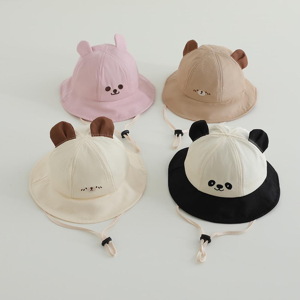 New Panama Summer Baby Bucket Hat for Boys Girls Cotton Cute Bear Toddler Sun Cap Children Beach Sun Hat Kids UV Protection Cap