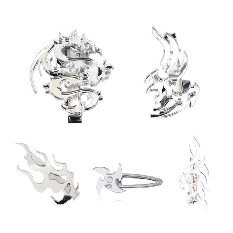 Punk Flame Dragon Duckbill Clips Totem Hair Side Clips Halloween Hair Grips Ponytail Decoration Cosplay Hair Barrettes