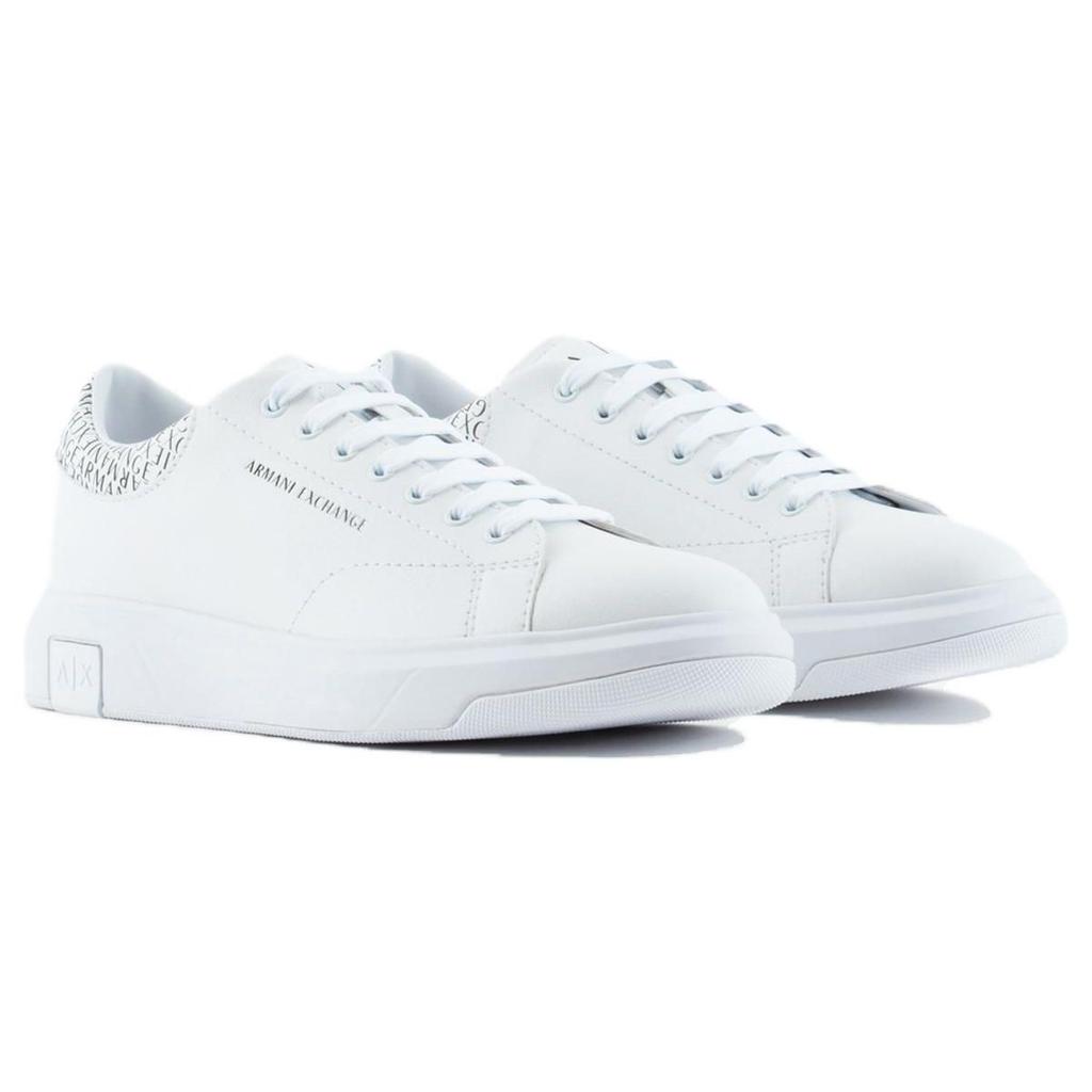 Armani Exchange Leather Lace-Up Round Toe Low-Top Sneakers Men sneakers White XUX123XV761101015