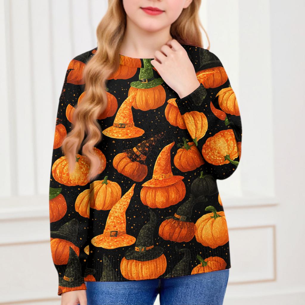 Halloween Day Sweatshirts For Children Boys And Girls Knit Sweater Cute Shirt Fall Crewneck Pullover Tops