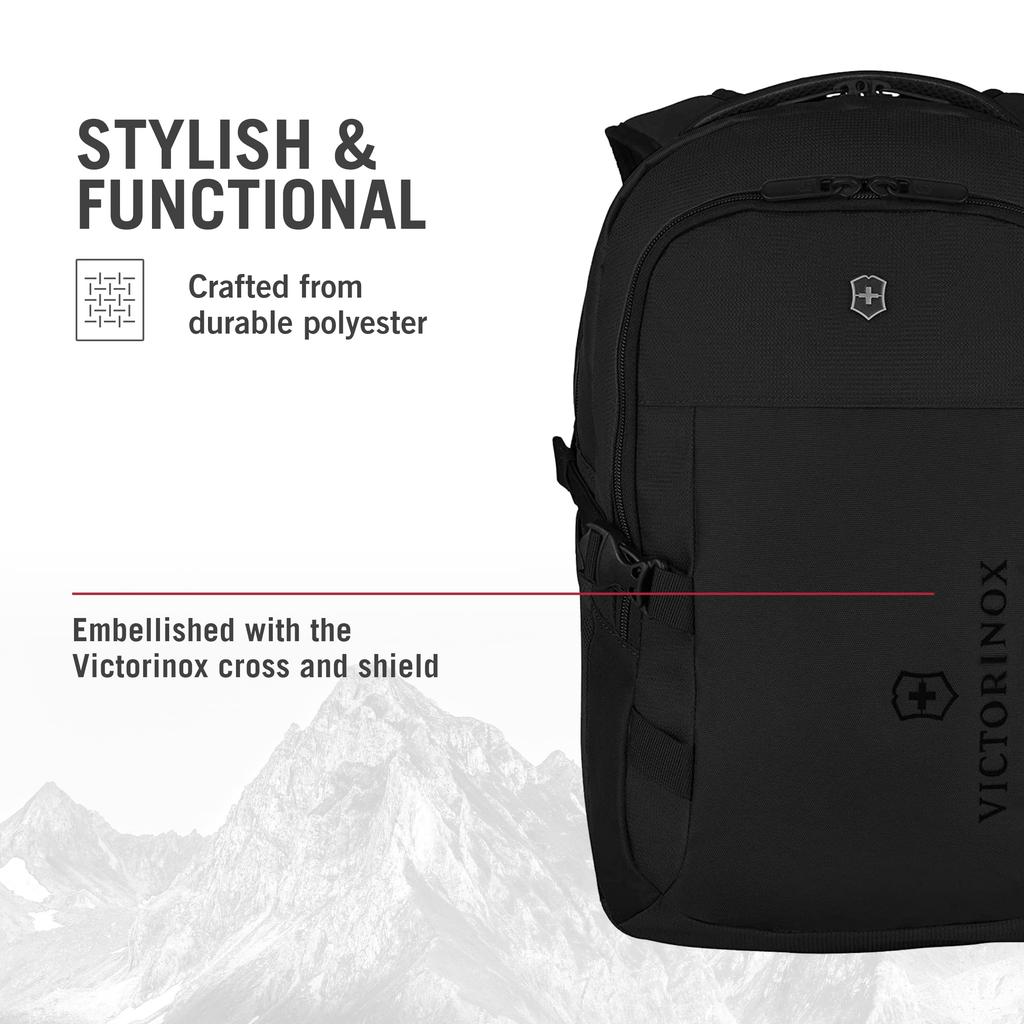 Victorinox Vx Sport EVO Compact with Laptop Bottle and Trolley Black Backpack, Multifunctional, 20L, 16-inch Sleeve, Holder, Sleeve, (Product Code