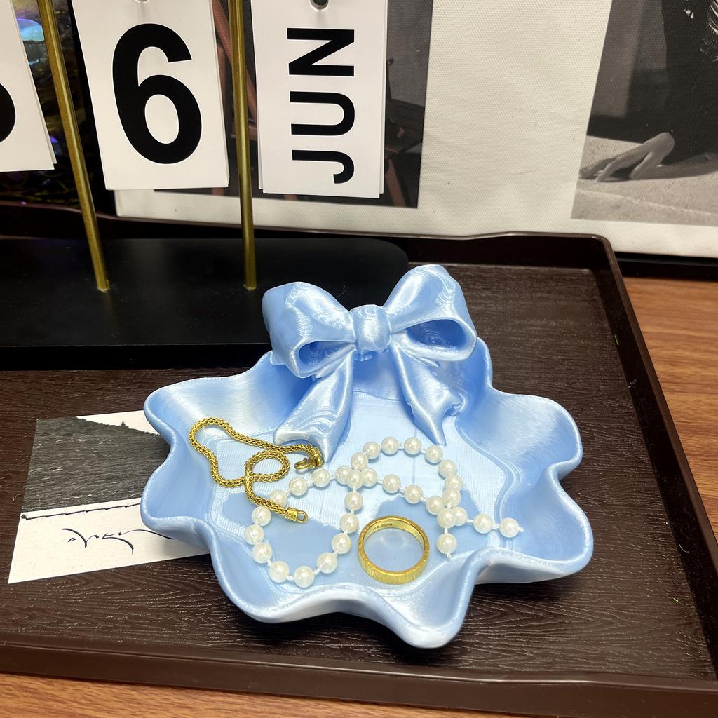 Cute Bowknot Shaped Jewelry Organizer Home Desktop Storage Tray Decor Display Holder for Ring Earrings Living Room Bedroom Decor