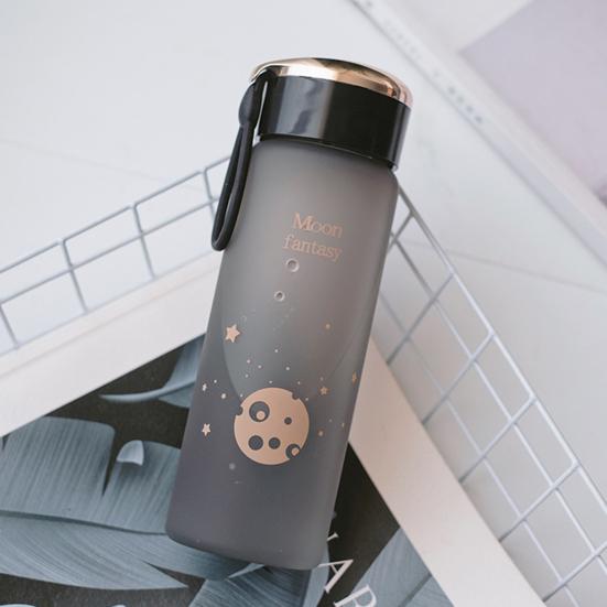 Sticlă de apă de 400 ml cu curea, rezistentă la scurgeri, înghețată cu gură lată, din plastic transparent de băut, Moon Fantasy.