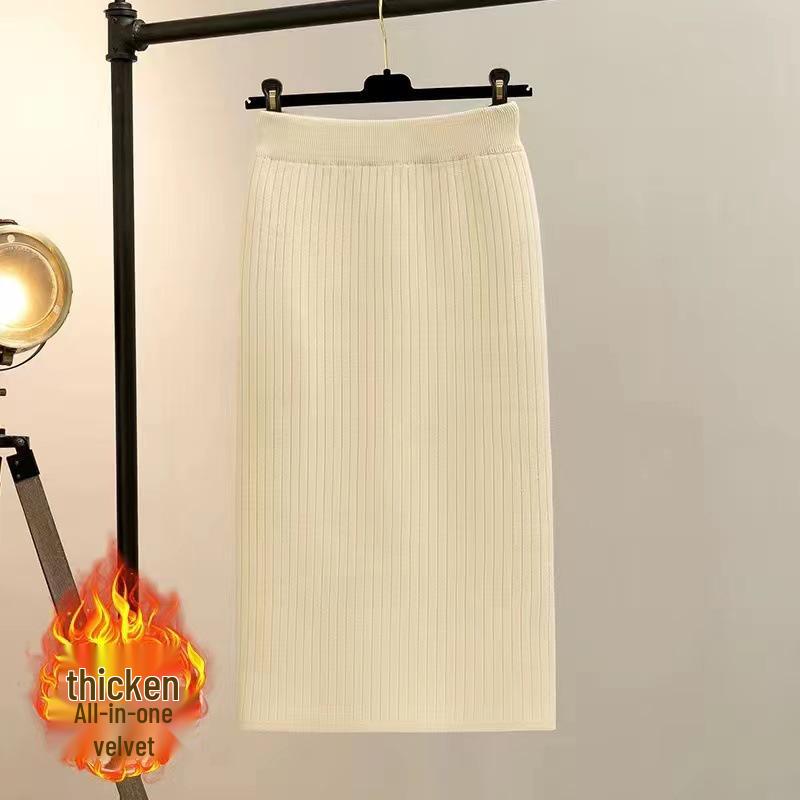 

Юбка-карандаш из бархатного трикотажа с высокой посадкой - Осень/Зима, средней длины, приталенный дизайн для женщин 2XL Long 75cm