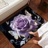 Yousheng 3D Rose Floor Mat Flower Pattern Non-Slip Bath Mat Realistic Rose And Butterflies Bathroom Rug for Entrance Bedroom Living Room