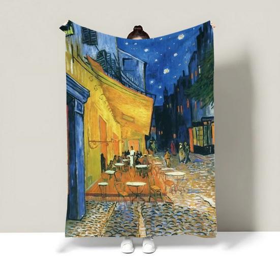 Oil Painting Nap Blanket, Soft Warmth Double-Sided Flannel, Digital Print Shrink-Resistant Machine Washable Office Travel Throw Blanket