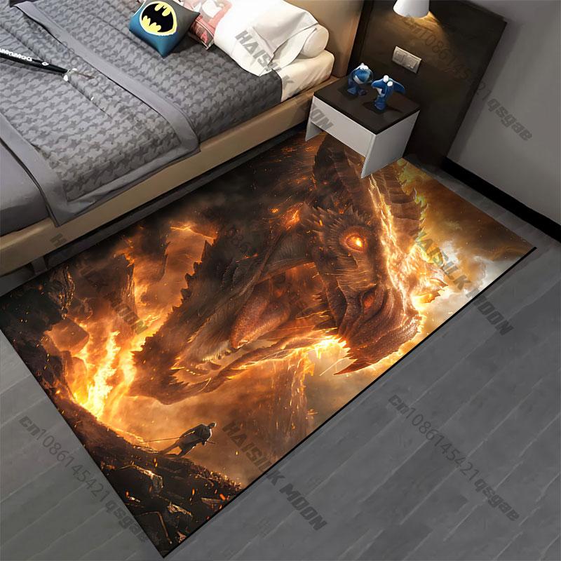 Dragon confrontation with warrior carpet Yoga living room room decor children's crawling mat doormat area rug games mat