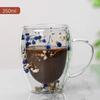 1/2Pcs 350ML Dries Flower Double Wall Mug Insulated Coffee Cup with Handle Espresso Latte Cappuccino Milk Juice Tea Water Drinking Cup