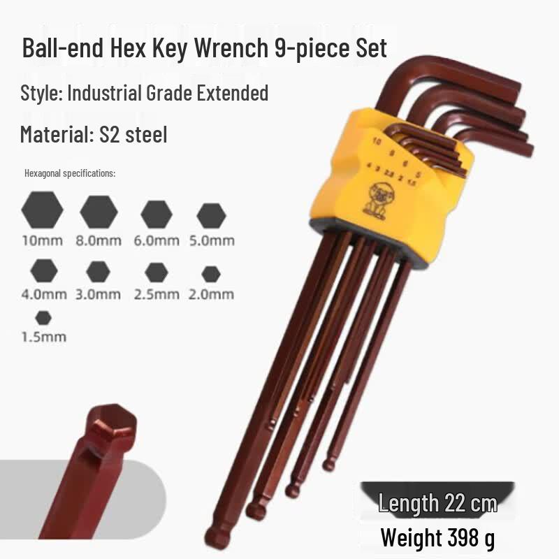 Berton 9-Piece S2 Industrial Hex Key Set