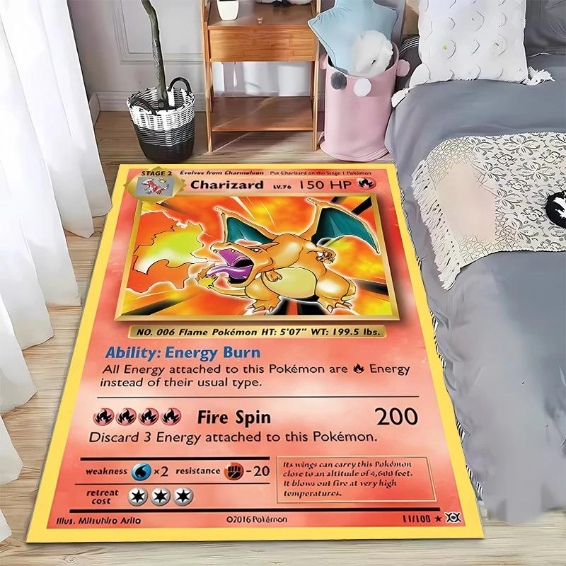 Japanese Game Retro Pokemon Card Pattern Carpets Bedroom Play Mats Rug Liveroom Home Decor Carpet Crawl Mat Play Area Rug