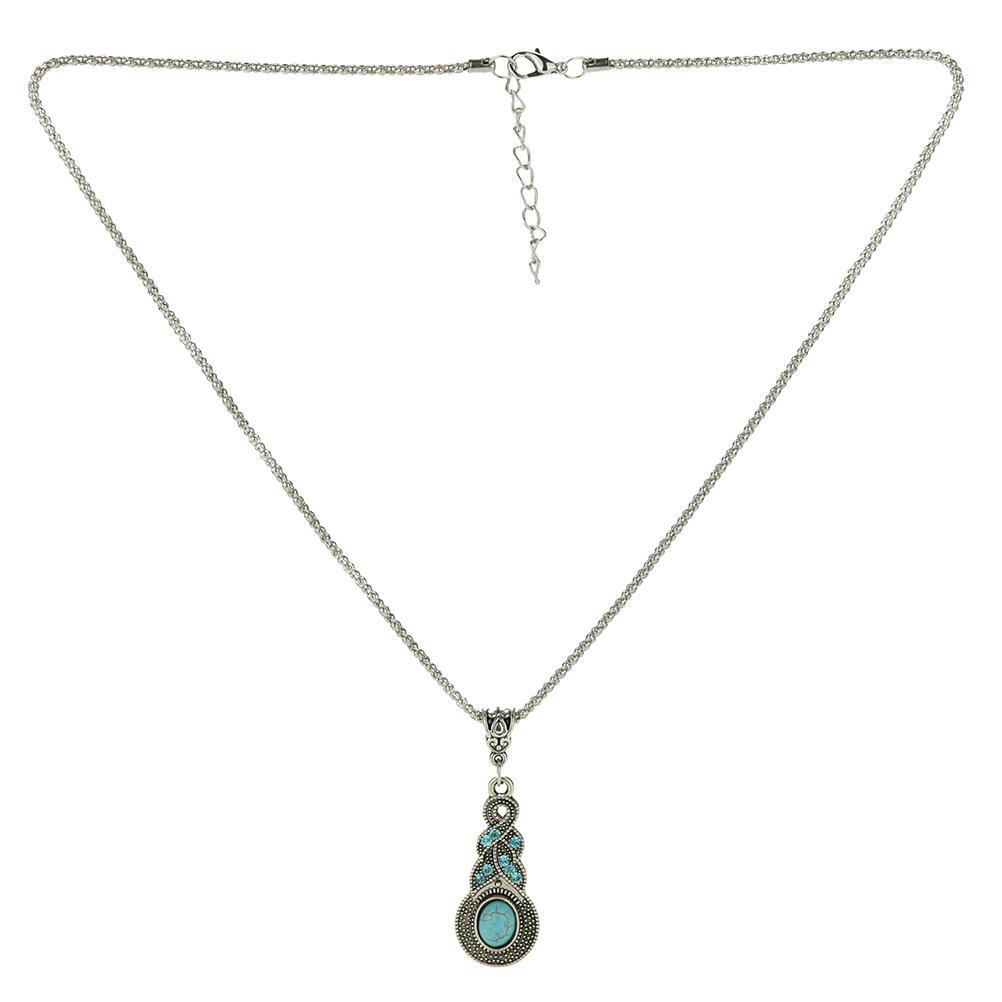 Vintage Elegant Retro Turquoise Dangel Hook Earrings & Necklace Jewelry Sets