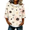 Women's Halloween Printed Hooded 3/4 Sleeve Casual Loose Fit Pullover