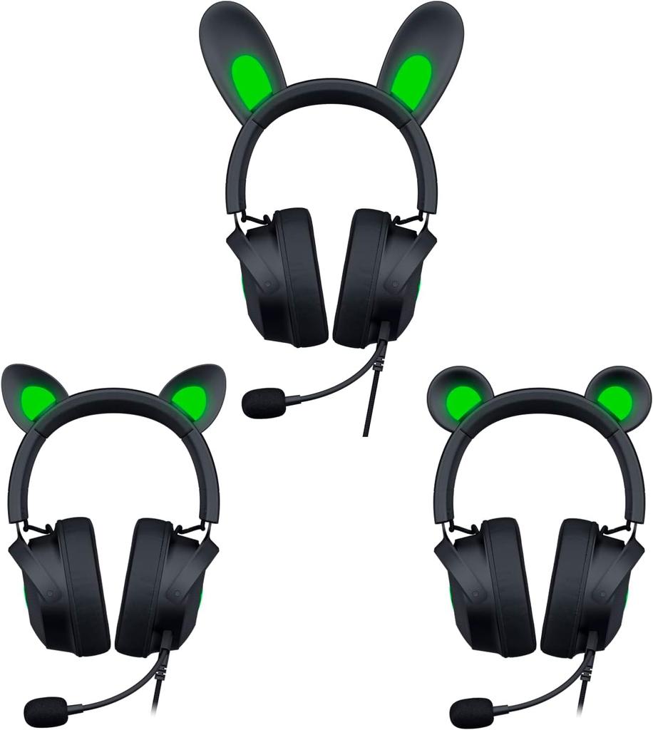 Razer Kraken Kitty V2 Pro Black Wired Gaming Headset with Interchangeable and Bunny Ear Four Razer Chroma RGB Detachable Razer HyperClear Cardioid