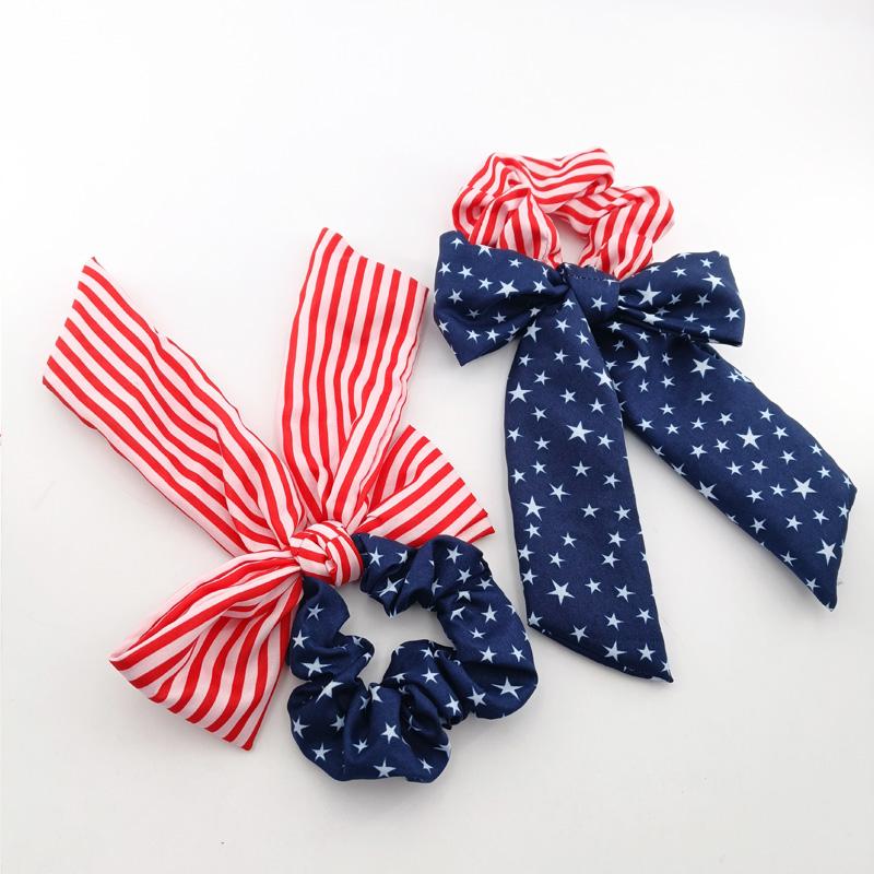 American Flag Red Blue and White Girl Ribbon American Independence Day Hair Band Women's Rabbit Ear Ribbon Bow Headband