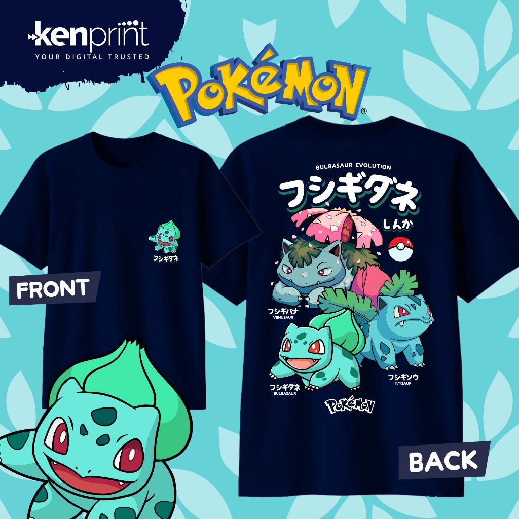 

Anime Pokémon Bulbasaur Evolution Cotton Tshirt New Summer Unisexs and Womens Harajuku Clothing Fashion Casual Street Tshirt M
