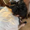 Oversized Black Satin Bow Clip High-End Hair Clip For Women'S Back Of The Head Shark Clip