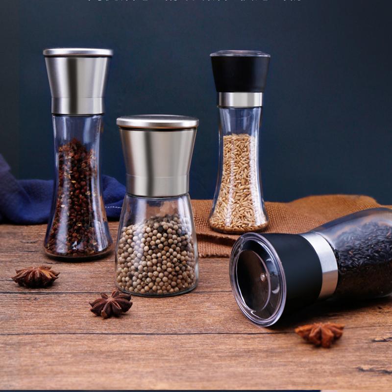 Salt Pepper Grinder Spices Pepper Mill Seasoning Bottle Grinder Stainless Steel Combo Shakers with Adjustable Coarse Mills