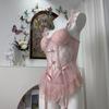 Flounce Lace Lingerie Women Bowknot See Through Night Dress Sweet Lace Sling Nightdress  Sleep