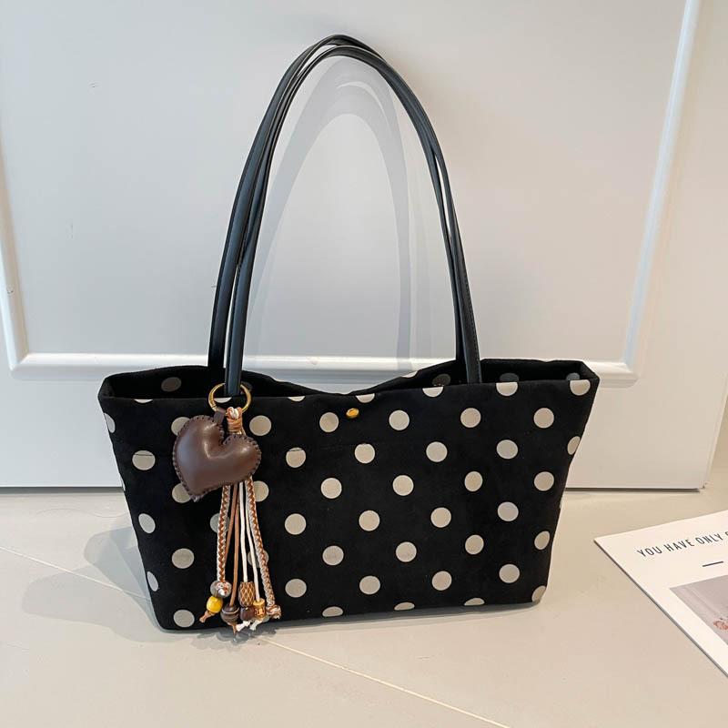 Borsa a tracolla da pendolare - Borsa tote con stampa a pois grandi - Borsa a spalla singola