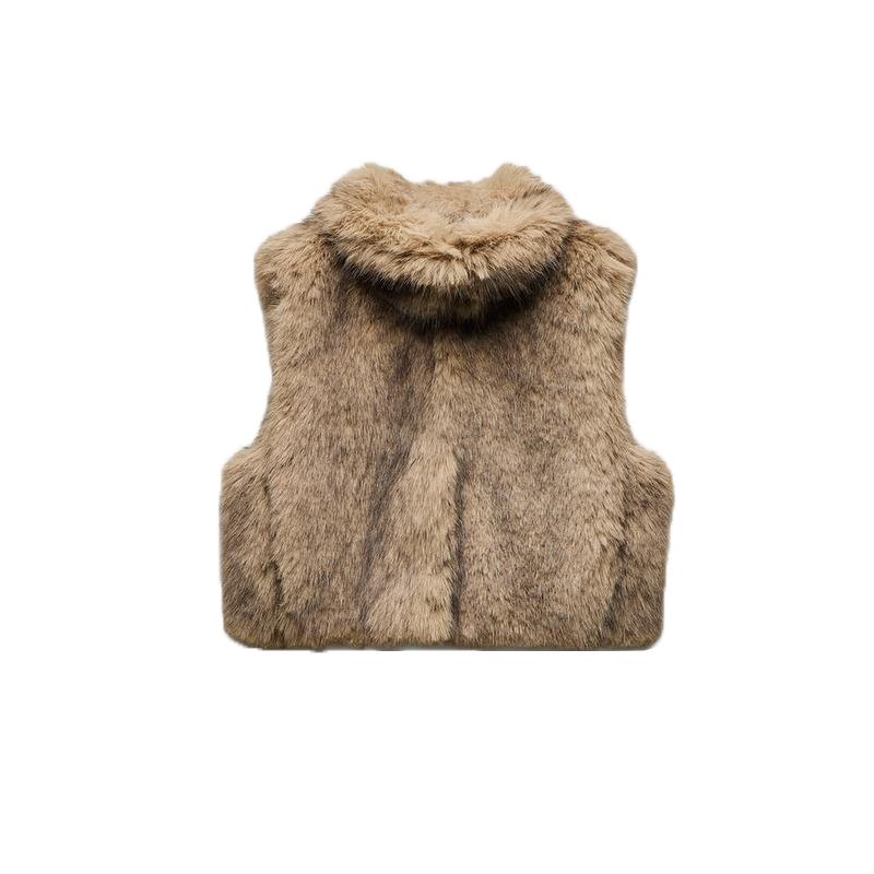 

Осень и Зима Новая Женская Одежда Модный Стиль Без Рукавов Лацкан Эффект Искусственного Меха Жилет Куртка 1255780 Beige L