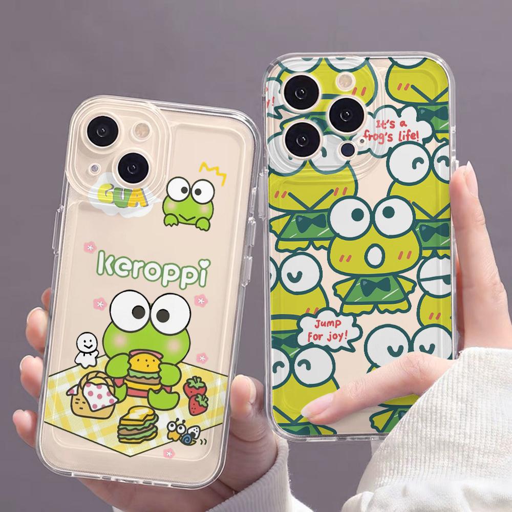 Cute Keroes Keroppies Phone Case for iPhone 17 Air 16 15 14 Plus 13 12 11 Pro Max X Xs XR 8 e Soft TPU Transparent Cover