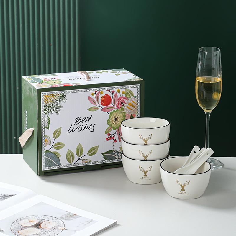 Company Launch Event Ceramic Bowl & Spoon Set - Souvenir Gift Box