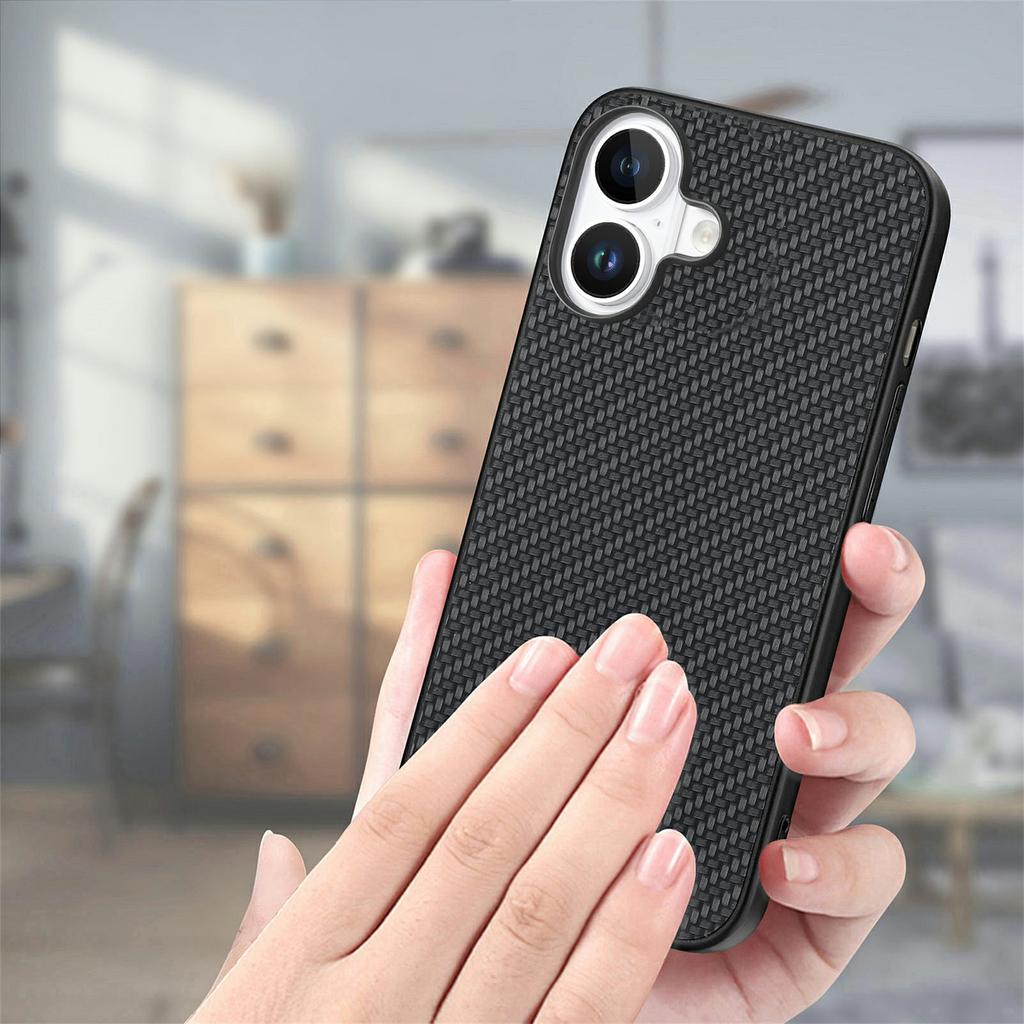 For iPhone 17 Case Carbon Fiber Texture PU Leather + PC + TPU Phone Cover