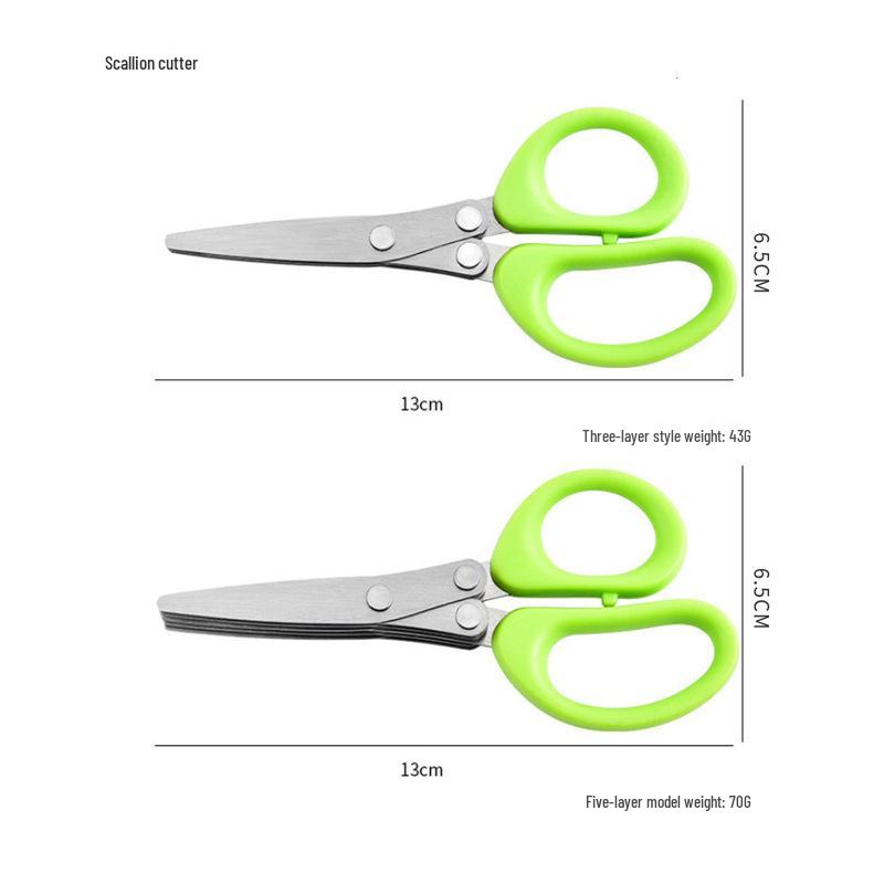 Stainless Steel Multifunctional Scallion and Vegetable Scissors - Five-Layer Kitchen Shears for Chopping and Baby Food Prep