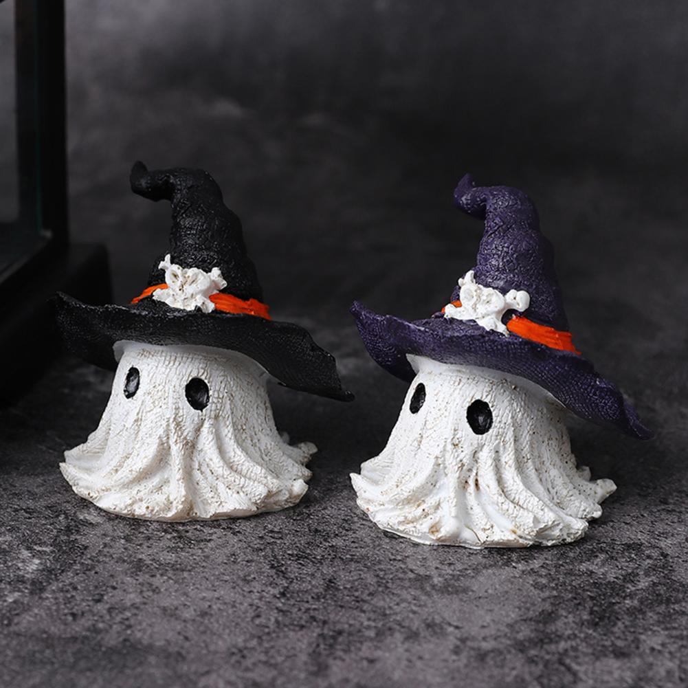 Halloween Ornament Resin Cute Ghost Mage Decoration Playful Halloween Ghost Mage Resin Statue Party for Halloween