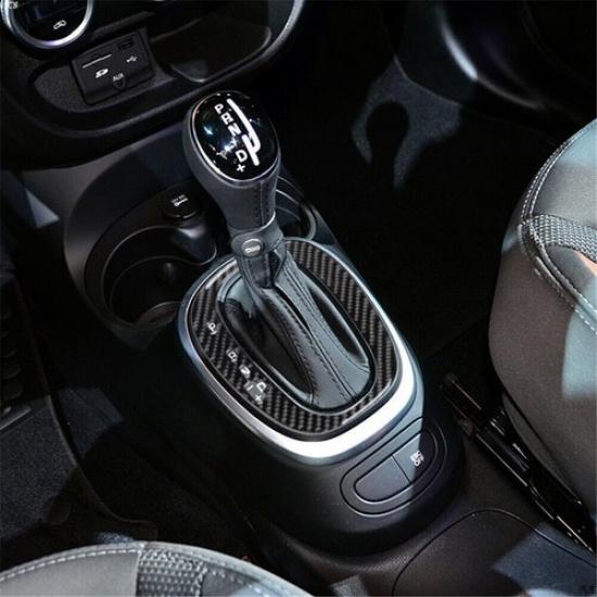 Carbon Fiber Interior Gear Shift Cover Trim Sticker For 2014-2017 Fiat 500L