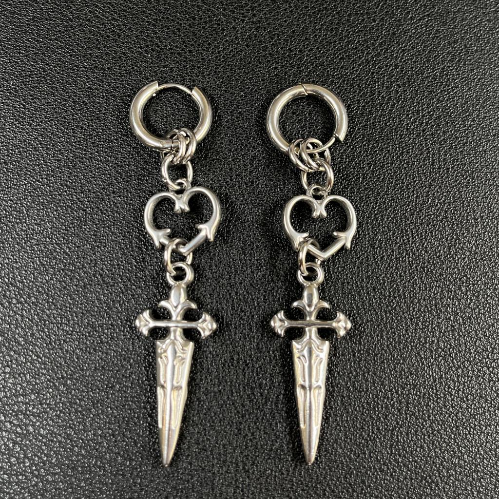 Punk Grunge Rock Rivet Chain Earrings Cool Fashion Geometric Drop Earrings Goth Aesthetic Charm Jewelry Hip Hop Accessories