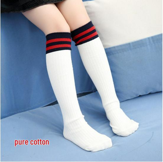 Kids' Mid-Calf Athletic Socks - Over-the-Knee, Polyester Cotton for Boys & Girls School Uniforms