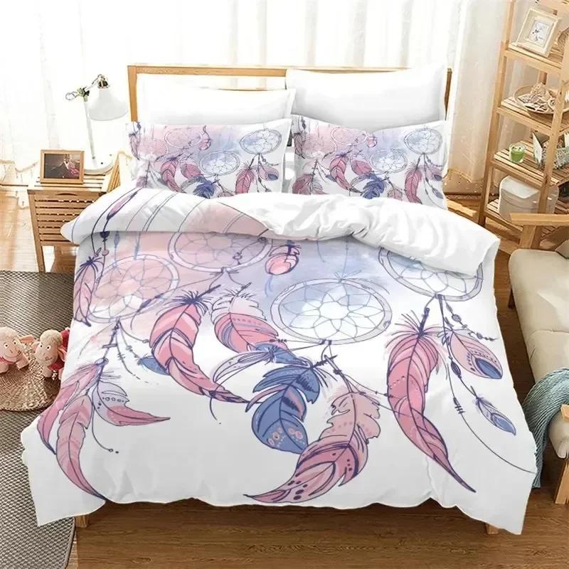 3D Print Dreamcatcher Bohemia Mandala Feathers Comfortable Duvet Quilt Cover Pillowcase Bedding Set Decoration Home Textile