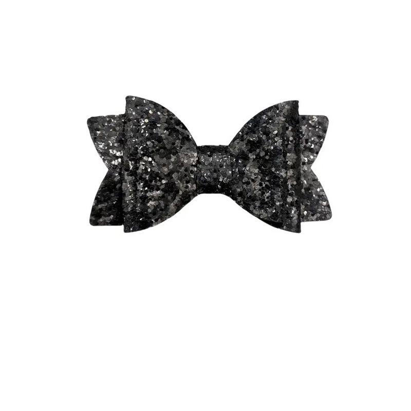 Double-Layer Glitter Bow Hair Clip - European & American Style чёрный
