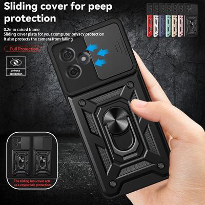 For Motorola Moto G04 G24 G42 Case Slide Lens Protect Armor Phone Case For Moto G34 G54 G84 5G Magnetic Ring Holder Back Cover