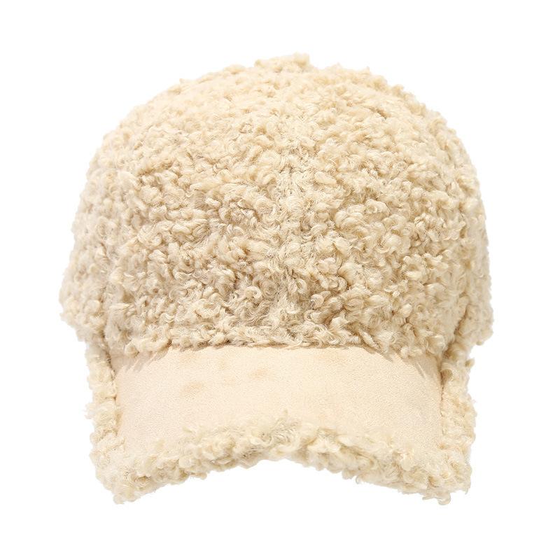 Autumn and Winter Lamb Velvet Baseball Cap Korean Style Simple Casual Solid Color Versatile Peaked Cap Thickened Warm Sun Visor