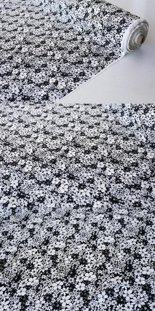 Italian Black & White Floral High-Count Cotton Poplin Fabric for Designer Dress Shirts