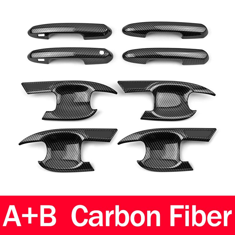 For Toyota Highlander XU70 Kluger 2020-2022 2023 Hybrid Carbon Car Side Door Handle Cover Door Bowl Trim Stickers Accessories