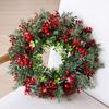 Plastic Artificial Christmas Wreath 35cm Round Christmas Door Decoration Garden Decor with Eucalyptus Leaves,Red Berry