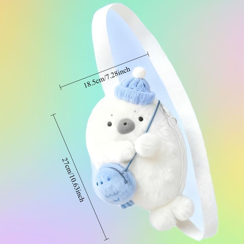 

Plush Seal Backpack Cute Headphone Bag Kawaii Fashion Plushie Student S Schoolbag Fur Shoulder Bag Women Knapsack Bags Gift